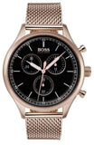 Buy Shop Hugo Boss Companion Quartz Black Dial Rose Gold Mesh Bracelet Watch For Men - HB1513548 USA Online