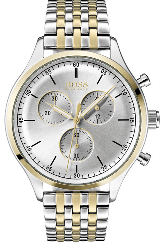 Buy Shop Hugo Boss Companion Silver Dial Two Tone Mesh Bracelet Watch for Men - 1513654 USA Online