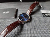 Buy Shop Hugo Boss Corporal Blue Dial Brown Leather Strap Watch for Men - 151363 USA Online