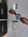 Buy Shop Hugo Boss Corporal Blue Dial Brown Leather Strap Watch for Men - 151363 USA Online