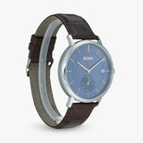 Buy Shop Hugo Boss Corporal Blue Dial Brown Leather Strap Watch for Men - 151363 USA Online