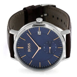 Buy Shop Hugo Boss Corporal Blue Dial Brown Leather Strap Watch for Men - 151363 USA Online