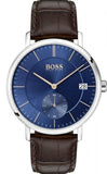 Buy Shop Hugo Boss Corporal Blue Dial Brown Leather Strap Watch for Men - 151363 USA Online