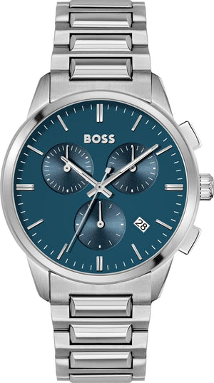 Buy Shop Hugo Boss Dapper Chronograph Blue Dial Silver Steel Strap Watch For Men - 1513927 USA Online