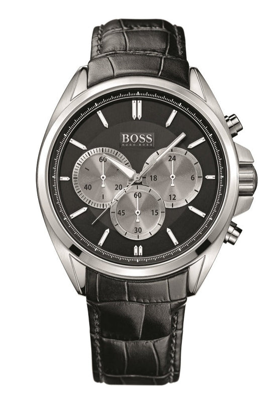 Buy Shop Hugo Boss Driver Black Dial Black Leather Strap Watch for Men - 1512879 USA Online