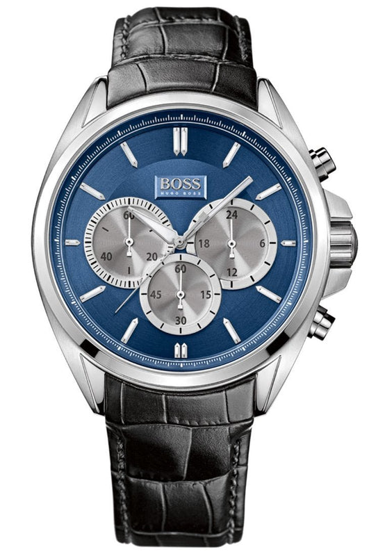 Buy Shop Hugo Boss Driver Blue Dial Black Leather Strap Watch for Men - 1512882 USA Online