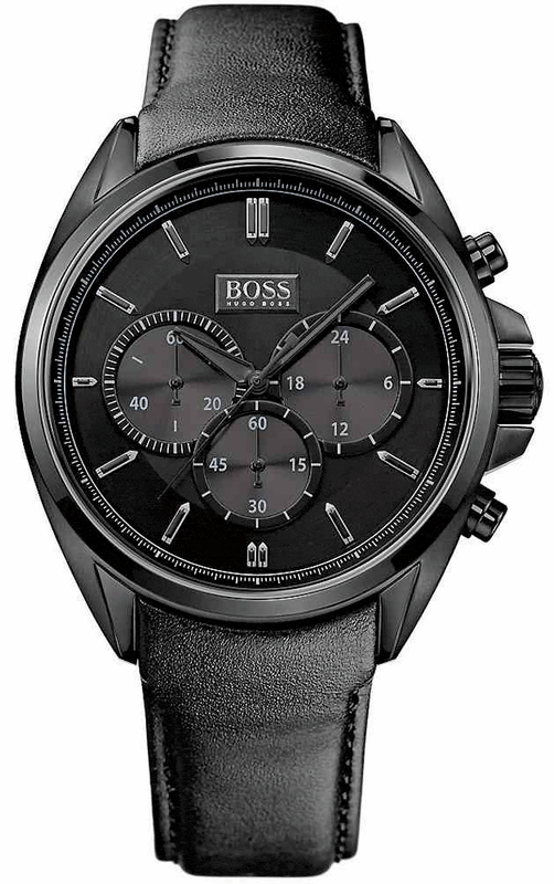 Buy Shop Hugo Boss Driver Chronograph Black Dial Black Leather Strap Watch For Men - HB1513061 USA Online