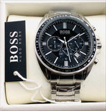 Buy Shop Hugo Boss Driver Chronograph Black Dial Silver Steel Strap Watch For Men - 1513080 USA Online