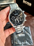 Buy Shop Hugo Boss Driver Chronograph Black Dial Silver Steel Strap Watch For Men - 1513080 USA Online