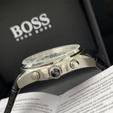 Buy Shop Hugo Boss Driver Chronograph Quartz Silver Dial Black Leather Strap Watch For Men - 1512880 USA Online