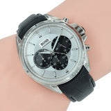 Buy Shop Hugo Boss Driver Chronograph Quartz Silver Dial Black Leather Strap Watch For Men - 1512880 USA Online