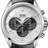 Buy Shop Hugo Boss Driver Chronograph Quartz Silver Dial Black Leather Strap Watch For Men - 1512880 USA Online