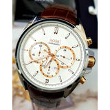 Buy Shop Hugo Boss Driver Chronograph Silver Dial Brown Leather Strap Watch For Men - 1512881 USA Online