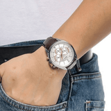 Buy Shop Hugo Boss Driver Chronograph Silver Dial Brown Leather Strap Watch For Men - 1512881 USA Online