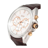 Buy Shop Hugo Boss Driver Chronograph Silver Dial Brown Leather Strap Watch For Men - 1512881 USA Online