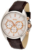 Buy Shop Hugo Boss Driver Chronograph Silver Dial Brown Leather Strap Watch For Men - 1512881 USA Online