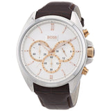 Buy Shop Hugo Boss Driver Chronograph Silver Dial Brown Leather Strap Watch For Men - 1512881 USA Online