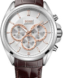 Buy Shop Hugo Boss Driver Chronograph Silver Dial Brown Leather Strap Watch For Men - 1512881 USA Online