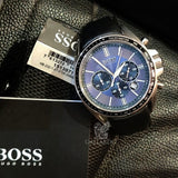 Buy Shop Hugo Boss Driver Sport Chronograph Blue Dial Black Leather Strap Watch for Men - 1513077 USA Online