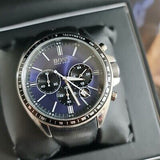 Buy Shop Hugo Boss Driver Sport Chronograph Blue Dial Black Leather Strap Watch for Men - 1513077 USA Online