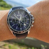 Buy Shop Hugo Boss Driver Sport Chronograph Blue Dial Black Leather Strap Watch for Men - 1513077 USA Online