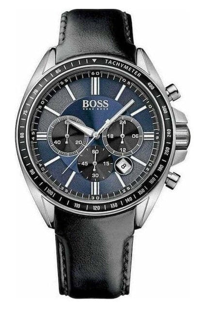 Buy Shop Hugo Boss Driver Sport Chronograph Blue Dial Black Leather Strap Watch for Men - 1513077 USA Online