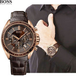 Buy Shop Hugo Boss Driver Sport Chronograph Brown Dial Brown Leather Strap Watch for Men - 1513093 USA Online