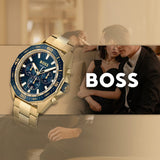 Buy Shop Hugo Boss Energy Chronograph Blue Dial Gold Steel Strap Watch For Men - 1513973 USA Online