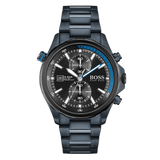 Buy Shop Hugo Boss Globetrotter Black Dial Black Steel Strap Watch for Men - 1513824 USA Online