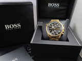 Buy Shop Hugo Boss Globetrotter Chronograph Black Dial Gold Steel Strap Watch for Men - 1513932 USA Online