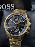 Buy Shop Hugo Boss Globetrotter Chronograph Black Dial Gold Steel Strap Watch for Men - 1513932 USA Online