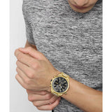 Buy Shop Hugo Boss Globetrotter Chronograph Black Dial Gold Steel Strap Watch for Men - 1513932 USA Online