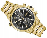 Buy Shop Hugo Boss Globetrotter Chronograph Black Dial Gold Steel Strap Watch for Men - 1513932 USA Online