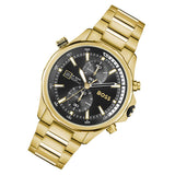 Buy Shop Hugo Boss Globetrotter Chronograph Black Dial Gold Steel Strap Watch for Men - 1513932 USA Online