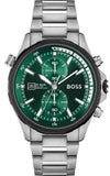 Buy Shop Hugo Boss Globetrotter Green Dial Silver Steel Strap Watch for Men - 1513930 USA Online
