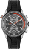 Buy Shop Hugo Boss Globetrotter Grey Dial Black Silicone Strap Watch for Men - 1513931 USA Online