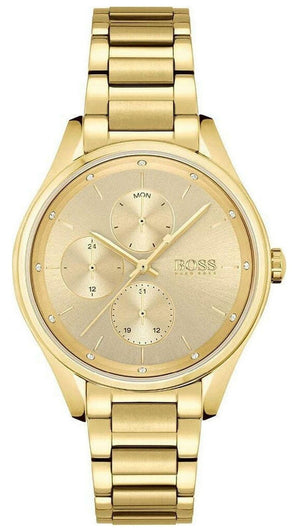 Buy Shop Hugo Boss Grand Course Gold Dial Gold Steel Strap Watch for Women - 1502584 USA Online