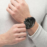 Buy Shop Hugo Boss Grand Prix Black Dial Black Leather Strap Watch for Men - 1513474 USA Online