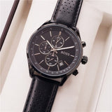 Buy Shop Hugo Boss Grand Prix Black Dial Black Leather Strap Watch for Men - 1513474 USA Online