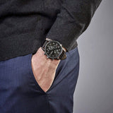 Buy Shop Hugo Boss Grand Prix Black Dial Black Leather Strap Watch for Men - 1513474 USA Online
