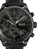 Buy Shop Hugo Boss Grand Prix Black Dial Black Leather Strap Watch for Men - 1513474 USA Online