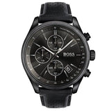 Buy Shop Hugo Boss Grand Prix Black Dial Black Leather Strap Watch for Men - 1513474 USA Online