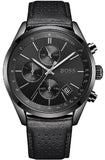 Buy Shop Hugo Boss Grand Prix Black Dial Black Leather Strap Watch for Men - 1513474 USA Online