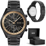Buy Shop Hugo Boss Grand Prix Black Dial Black Steel Strap Watch for Men - 1513578 USA Online