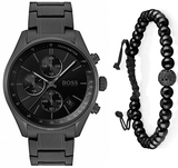 Buy Shop Hugo Boss Grand Prix Black Dial Black Steel Strap Watch for Men - 1513676 USA Online