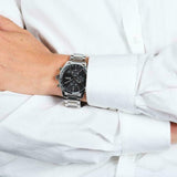 Buy Shop Hugo Boss Grand Prix Black Dial Silver Steel Strap Watch for Men - 1513477 USA Online