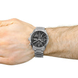 Buy Shop Hugo Boss Grand Prix Black Dial Silver Steel Strap Watch for Men - 1513477 USA Online