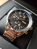 Buy Shop Hugo Boss Grand Prix Black Dial Silver Steel Strap Watch for Men - 1513477 USA Online