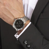 Buy Shop Hugo Boss Grand Prix Black Dial Silver Steel Strap Watch for Men - 1513477 USA Online