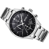 Buy Shop Hugo Boss Grand Prix Black Dial Silver Steel Strap Watch for Men - 1513477 USA Online